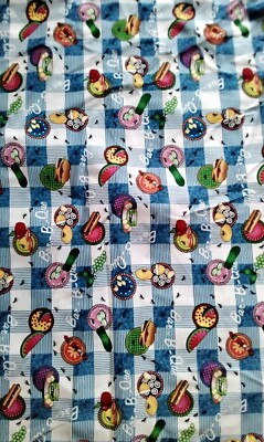 Bar-B-Que Fabric Blue Check Picnic Possibilities for Avlyn 21 yds  New Unwashed