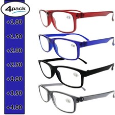 4 Pares Gafas De Lectura Para Hombre Y Mujer Lentes Presbicia 1.0 Hasta 4.0