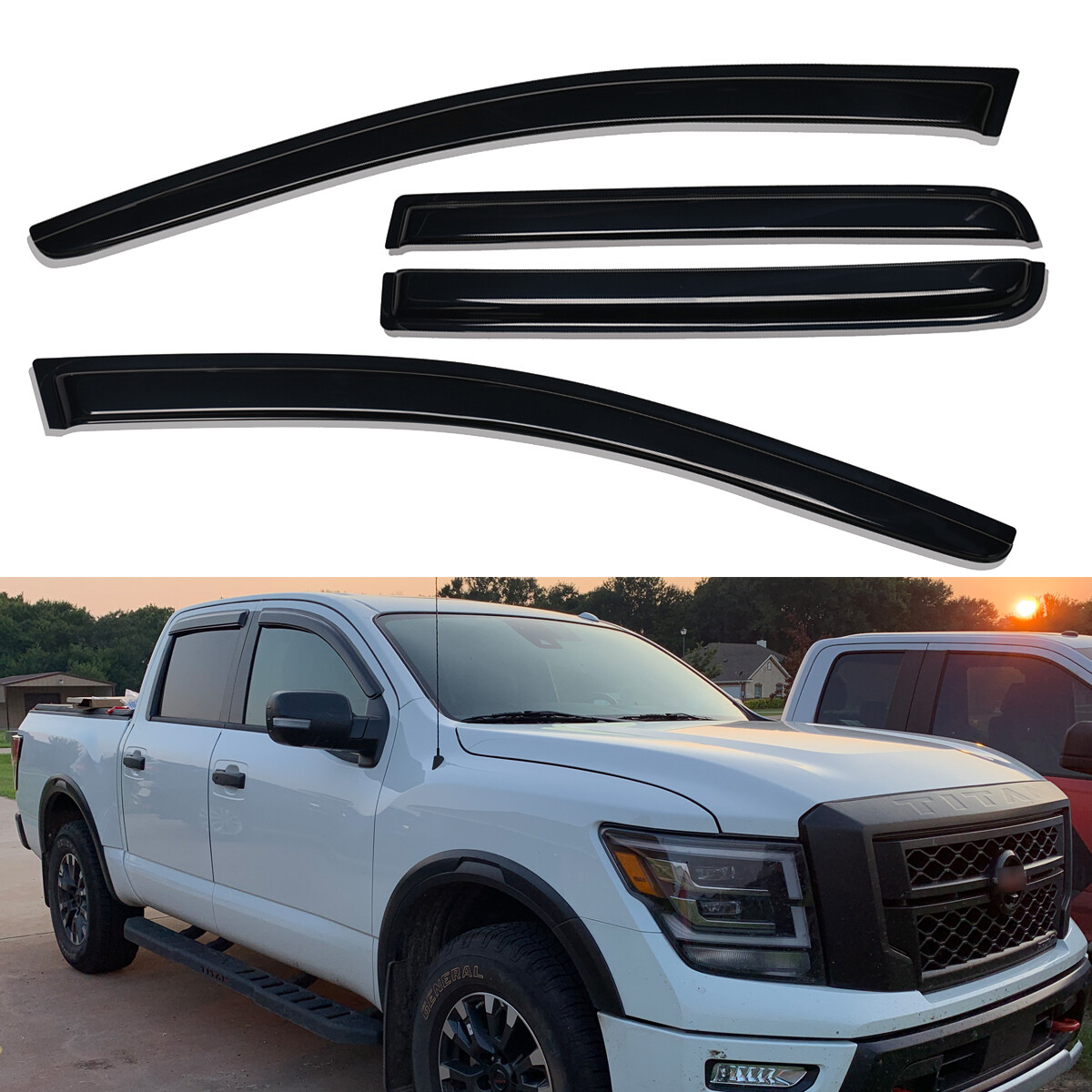 Vent shade Window Visors Rain Guards for 2016-2024 Nissan Titan