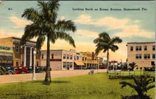 HOMESTEAD, FLORIDA - LOOKING NORTH ON KROME AVENUE - VINTAGE LINEN POSTCARD