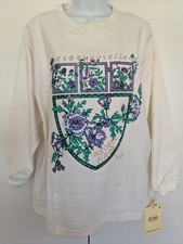 Vintage 90's GITANO 1991 New Floral Tunic Top Sweatshirt long sleeve purple M