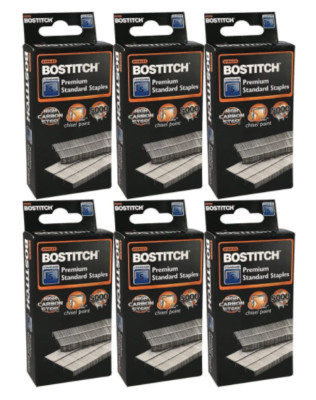 Value Pack of 6 Boxes Bostitch SBS191/4CP 1/4'' Premium Standard Staples 5000/Box