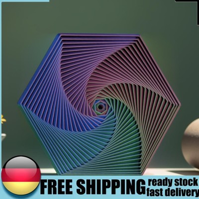 3D Printed Fractal Fidget Hexagon Desk Toy for Adults and Kids (Gradient Cyan)