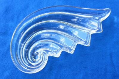 Glass Decor Dish Display LARGE HEAVY Swirl Dish Shell Swish Modern Unusual KM