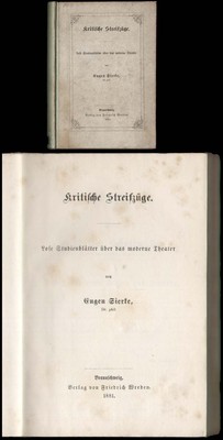 Studienblätter über das moderne Theater  Eugen Sierke  Braunschweig 1881