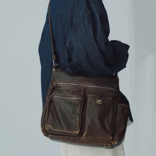 Faux leather Messenger Bag Vintage Satchel Crossbody Shoulder Bag Travel Bookbag