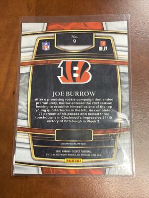 Joe Burrow Concourse 2021 Panini Select Football #9 NFL Cincinnati