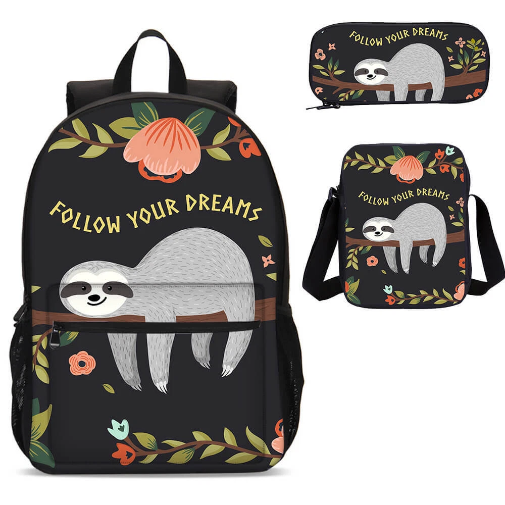 Cute Baby Sloth on Tree Backpack Set for Boys and Girls
