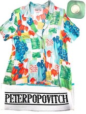 VTG Peter Popovitch BRIGHT FLORAL GEOMETRIC Print Large Rayon Boho Hipster