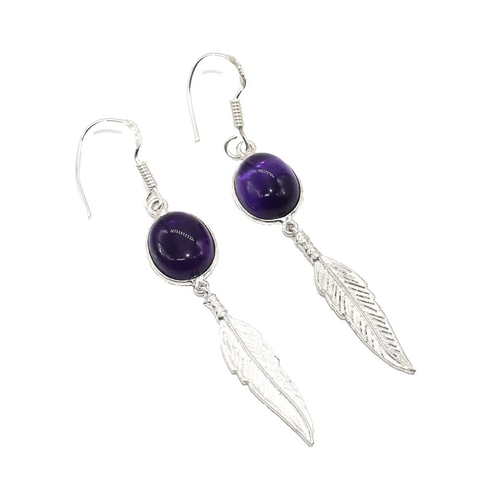 Feather Amethyst Fashion Earrings