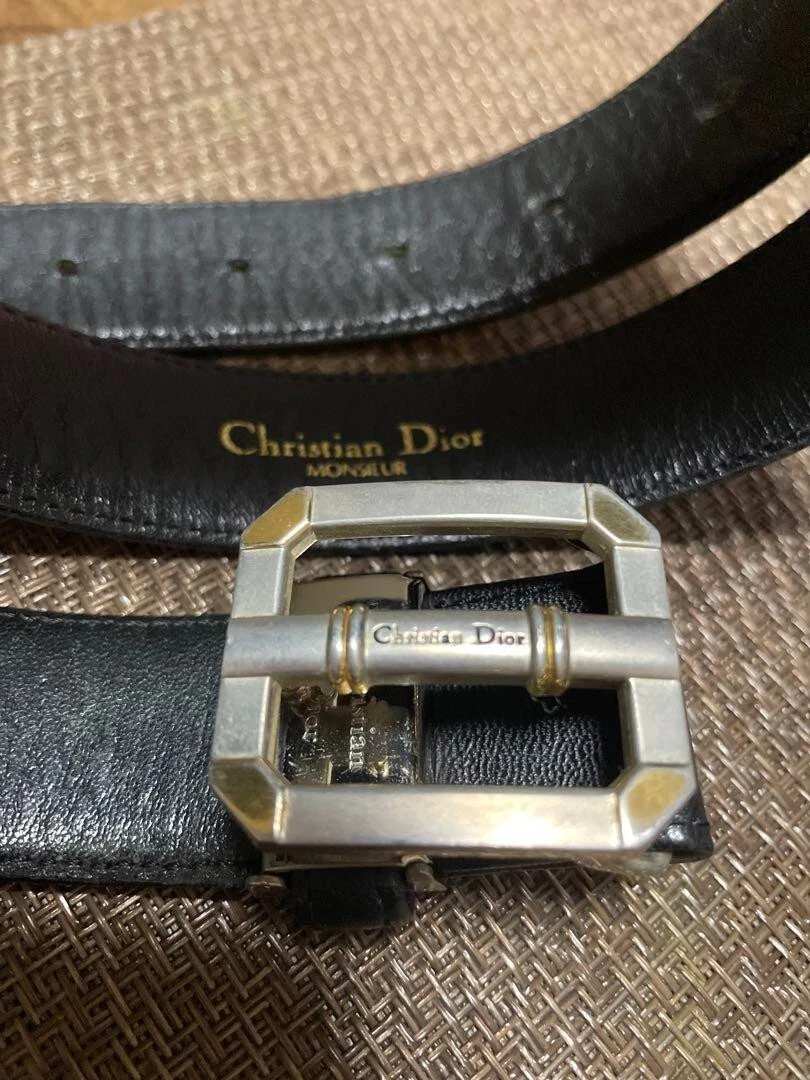 Ceinture cuir noir Christian Dior Monsieur D099