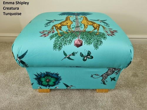 Storage Footstool in Emma J Shipley Fabric Lemur Navy Silverback Velvet Amazon - Picture 8 of 116