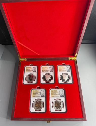2023/2024 $1 Peace and Morgan Silver Dollar 5pc Set NGC PF70 and PF69