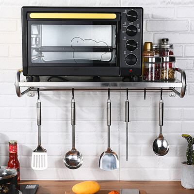 Wall-Mount Stainless Steel Microwave Oven Rack Kitchen Shelf Counter Shelves