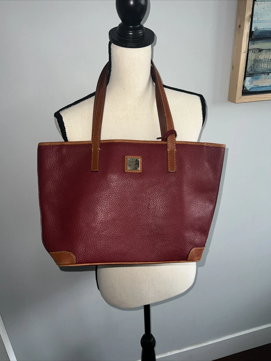 Dooney and Bourke Charleston Pebble Leather Large Tote Handbag Maroon Red Color