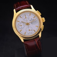 Bulova Daydate Chronograph steel gold 39 mm automatic Valjoux 7750 serviced