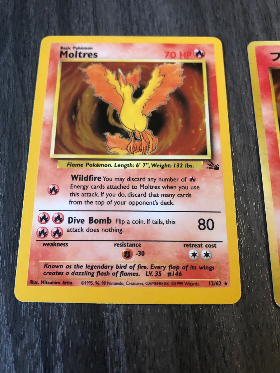 Pokémon Moltres- Fossil Holo Rare - #12/62 And Japanese