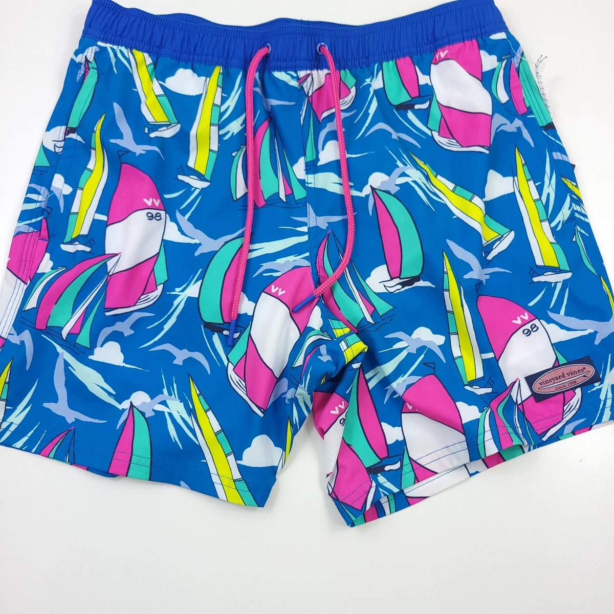 Vineyard Vines Chappy Sail Swim Trunks Shorts in Regatta Blue Mens