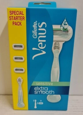 Gillette Venus 5 extra Smooth Sensitive 5 blade system x 3 Blades +1 stick razor