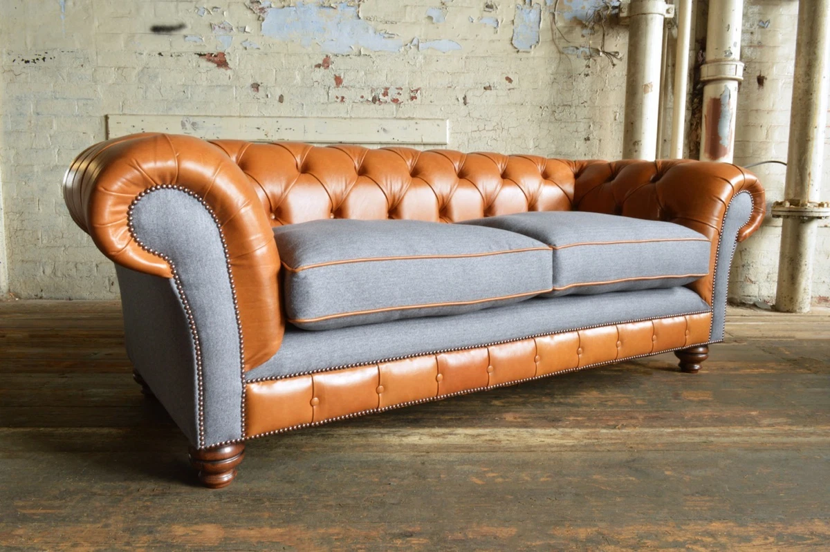 Vintage tan outlet chesterfield sofa