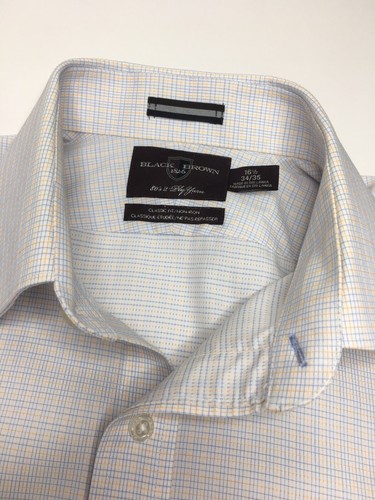Men’s Black Brown 1826 80’s 2-Ply Classic Fit Button Up Shirt•Sz 16.5-34/35 *EUC - Picture 7 of 10