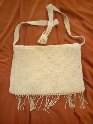 Vintage Carlo De Santi Crossbody Handbag Womens Crochet Beaded Fringe Purse