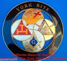 Grand York Rite Freemasonry Delux Black Gold Auto Rear Emblem Proud mason Badge 