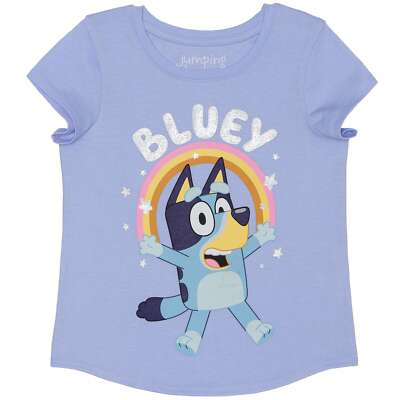 Bluey T Shirt Girls Disney Bingo Dog Tee 4 5 6 6X 7 8 Cotton Blend Sparkles NWT