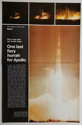 1972 Magazine Photo Article Apollo 17 Space Moon Launch Rocket