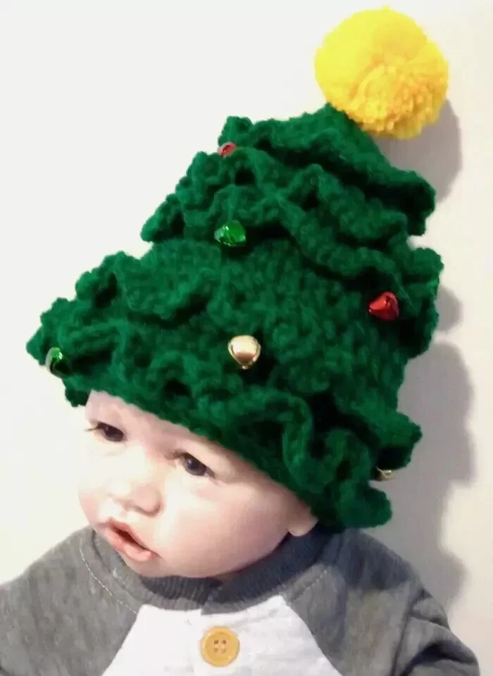 crochet handmade baby hat christmas tree photo prop newborn to 0-6month USA
Opens in a new window or