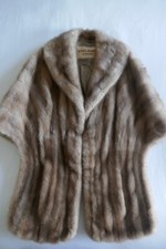 Vintage Mink Fur Stole Luxury Brown Real Fur Wrap Bridal Shawl Coat Jacket