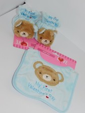 First Valentine Baby Gift Bib Booties Blue Love Bears Walgreens Valentine's Day