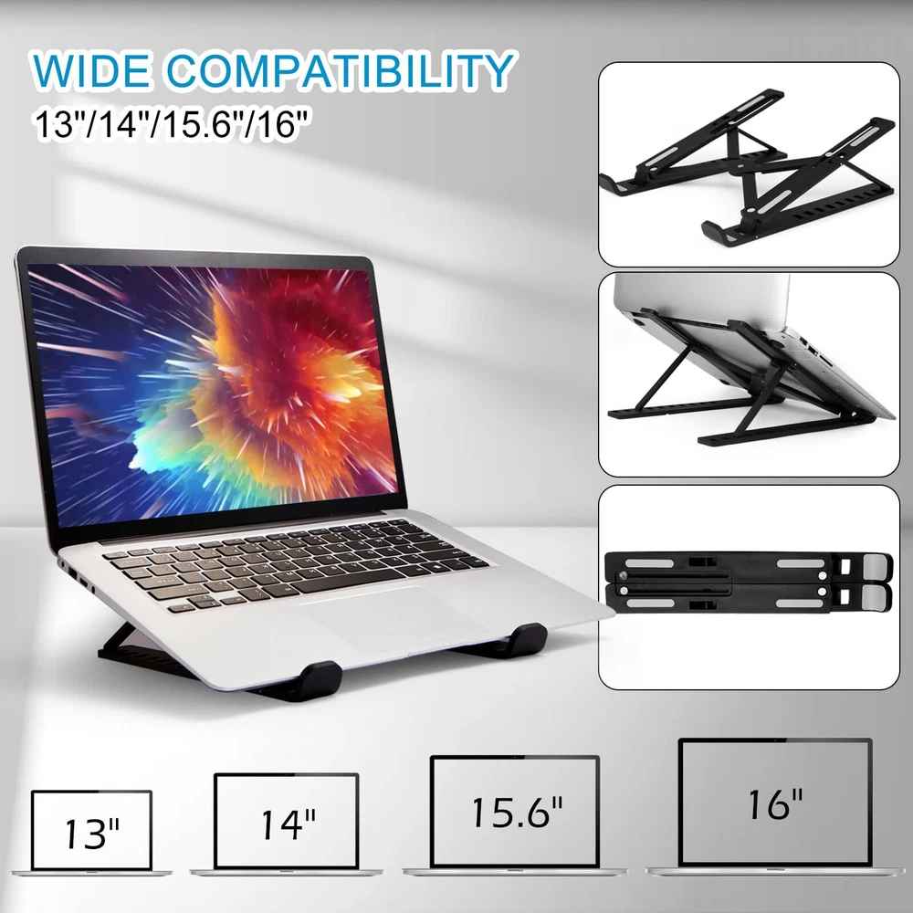 Foldable Sturdy Laptop Stand Riser for Desk MacBook & Portable Use