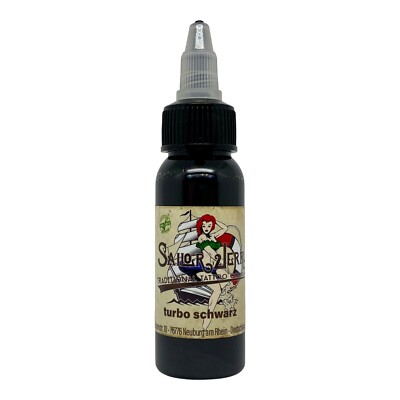Sailor Jerry Tattoofarbe, Turbo Schwarz, 30ml, Tattoo Farbe Tätowierfarbe Ink