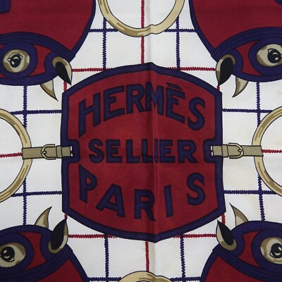 L406 Hermes Paris Sellier by Henri d' Origny Silk Scarf Scarves 29