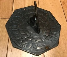 Antique Brass Time Flies Sundial  Sun Dial Just over 7"Garden or Home Design-DR