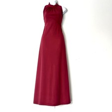 MOCK NECK Vintage Red Sleeveless Tea Length A Line Dress  Size 8