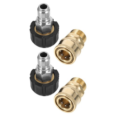 #ad 2 Sets Durable Brass Pressure Washer Hose Quick Connect Adapter Fittings Black $37.12