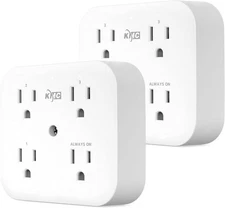 KMC Smart Tap Mini 2-Pack, 4-Outlet Wall Mounted Plug Adapter, 3... 