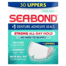Denture Adhesive Seals, Fresh Mint, 30 Uppers