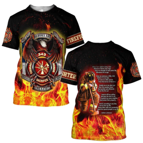 Firefighter 3d All Over Printed For Men Personalized Name 3d t Shirt, Gift For - Picture 1 of 5