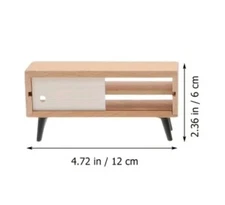 4.7" x 2.4" Plastic & Wood Contemporary Style Miniature TV Stand Dollhouse Scene