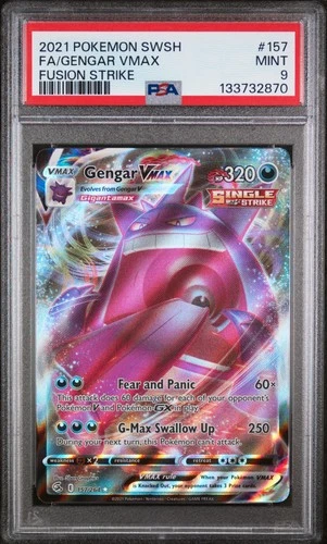 2021 POKEMON SWORD & SHIELD FUSION STRIKE #157 FULL ART/GENGAR VMAX PSA 9