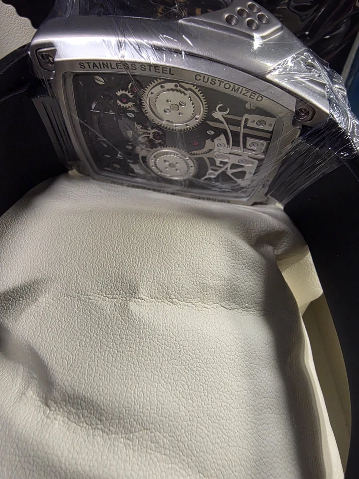 Reloj automático PINDU 2025 para hombre Casino Tourbillon MOTOR plateado/negro Foto 3 de 4