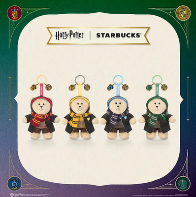 Starbucks Harry Potter Bearista Bear Keychain House Mini Plush Set