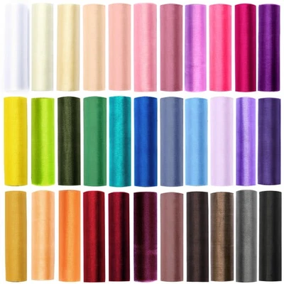 PARTYDECO 16 cm Organza Stoff 9 m Rolle in 33 Farben Tisch Deko Hochzeit Tischläufer Party
