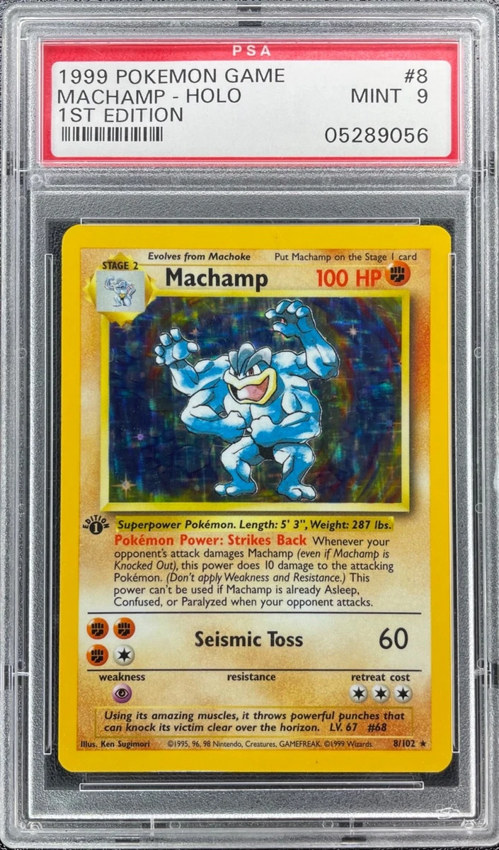 Pokémon TCG Base Set Machamp Grade 9 Individual Collectible Card