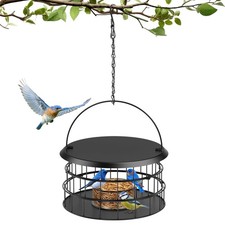 Hanging Bird Feeder, Metal Caged Squirrel Proof Bluebird Feeders - Birdfeeder