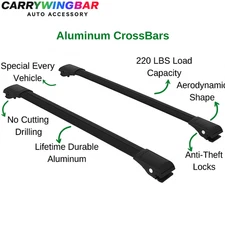 Fits Chevrolet Avalanche 2007-2013 Roof Rack Cross Bars Carrier Rails Black 2Pcs