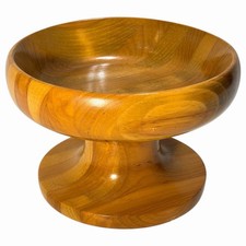 Wood Pedestal Bowl Mid Century Modern 5" Vintage Handmade Maine State Prison MCM